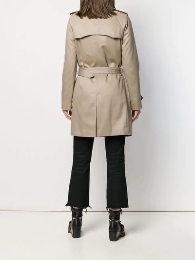 Shop Saint Laurent Double Breasted Trench Coat In Neutrals