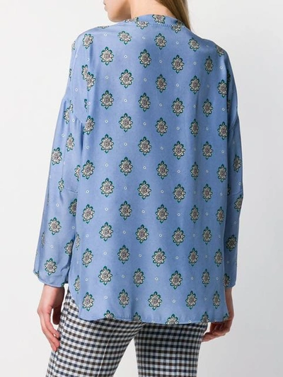 Shop Alberto Biani Geometric Diamond Pattern Blouse In Blue