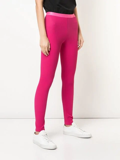 Shop Off-white Ribbed Logo Leggins In Pink