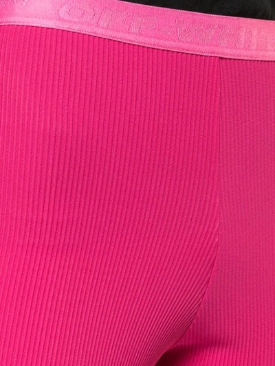 Shop Off-white Ribbed Logo Leggins In Pink
