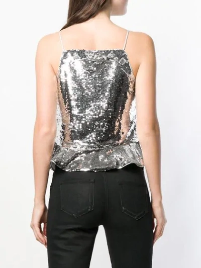 Shop Ganni Sequin Embroidered Tank Top In Silver