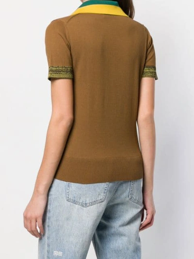 Shop N°21 Colourblock Knitted Polo Top In Brown