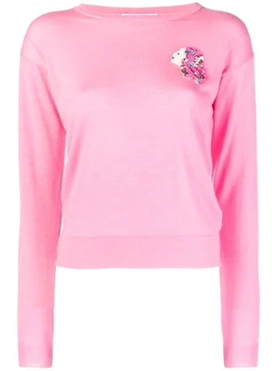 Shop Vivetta Logo Patch Sweater - Pink