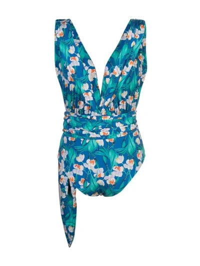 Shop Patbo Tropical Print Swimsuit In Blue