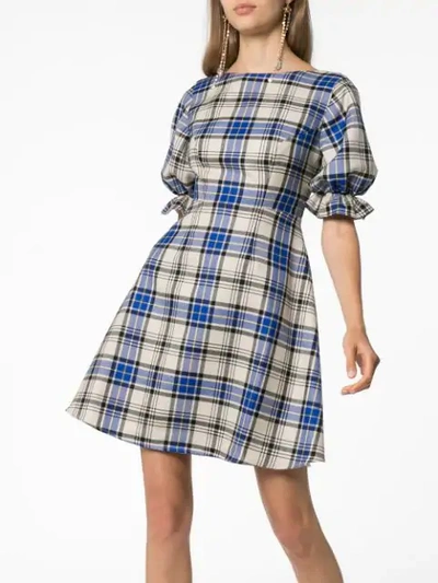 Shop Shrimps Scorpio Checked Mini Dress In Blue