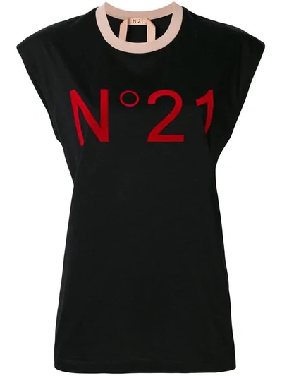 Shop N°21 Sleeveless Logo T-shirt In Black