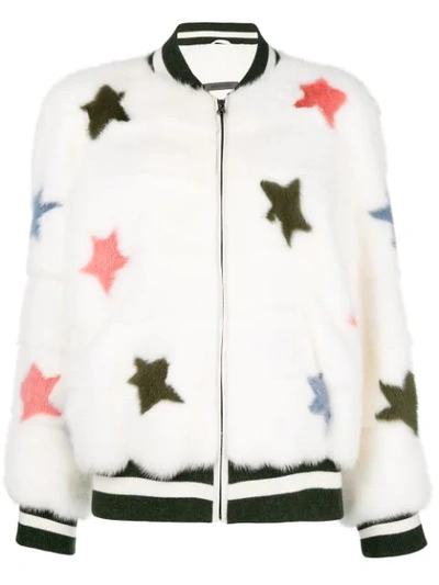 Shop Simonetta Ravizza Star Detail Fur Jacket In Neutrals