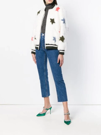 Shop Simonetta Ravizza Star Detail Fur Jacket In Neutrals