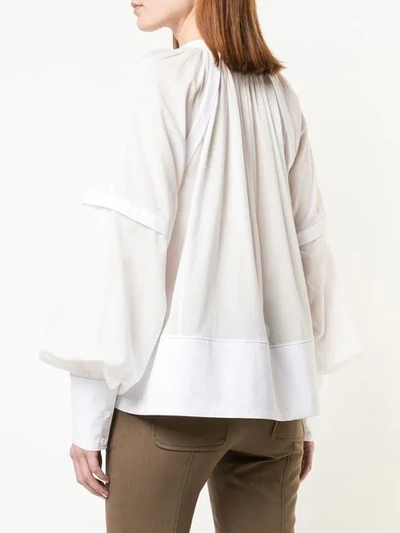 Shop Proenza Schouler L/s Gathered Top-cotton Voile In White