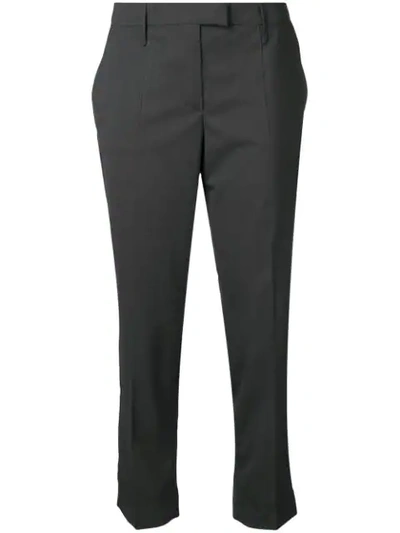 Shop Prada Cropped Pleated Trousers In F0480 Ardesia