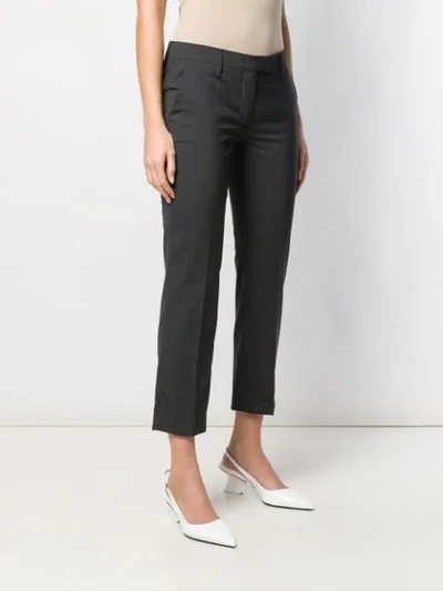 Shop Prada Cropped Pleated Trousers In F0480 Ardesia