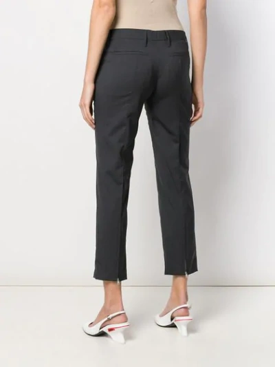 Shop Prada Cropped Pleated Trousers In F0480 Ardesia