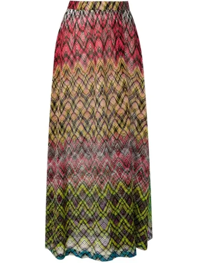 Shop Missoni Knitted Maxi Skirt In Yellow