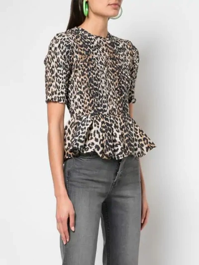 GANNI LEOPARD PRINT BLOUSE - 棕色