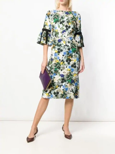 Shop Erdem Floral Midi Dress In White