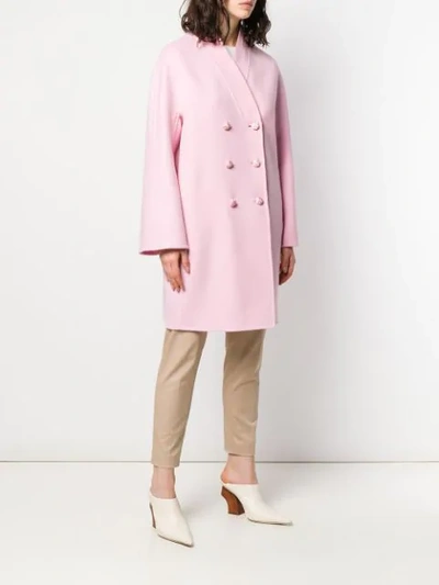 Shop Ermanno Scervino Double Breasted Midi Coat In Pink