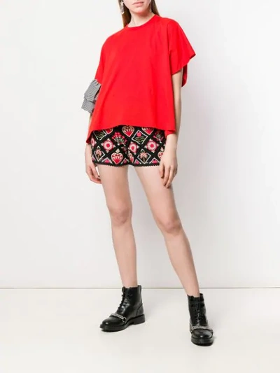 Shop Red Valentino Embroidered Shorts In Black