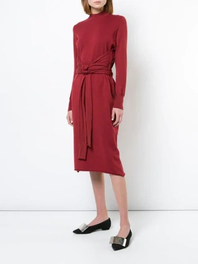 Shop Proenza Schouler Crewneck Wrap Dress - Brown