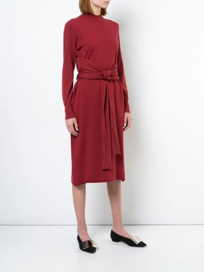 Shop Proenza Schouler Crewneck Wrap Dress - Brown