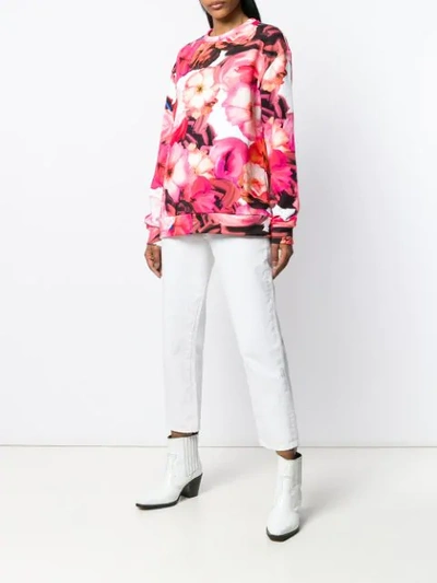 Shop Msgm Pink Floral Sweater