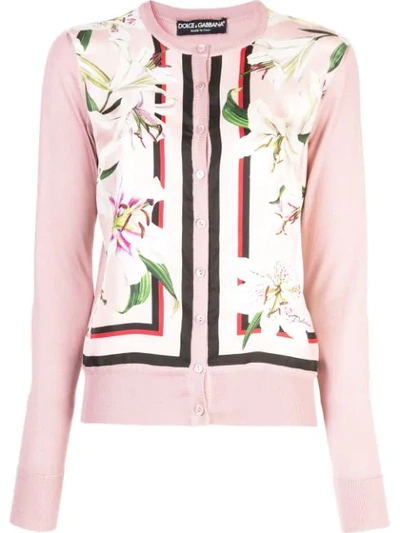 Shop Dolce & Gabbana Floral-panelled Cardigan In Pink