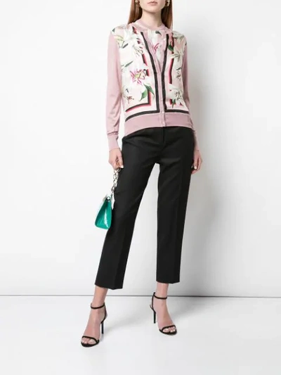 Shop Dolce & Gabbana Floral-panelled Cardigan In Pink