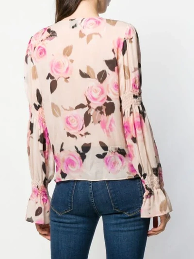 Shop Pinko Floral Draped Blouse In Neutrals