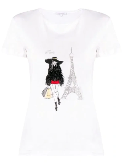 Shop Patrizia Pepe Paris T-shirt - White