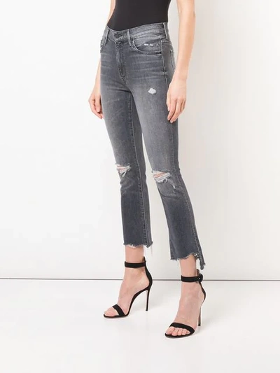 Shop Mother Distressed Cropped Jeans In Grey