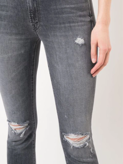Shop Mother Distressed Cropped Jeans In Grey