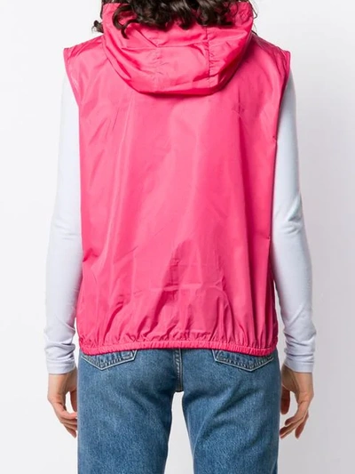 Shop Moncler Hooded Logo Patch Gilet In Pink