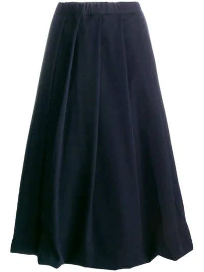 Shop Comme Des Garçons Pleated Midi Skirt In Blue
