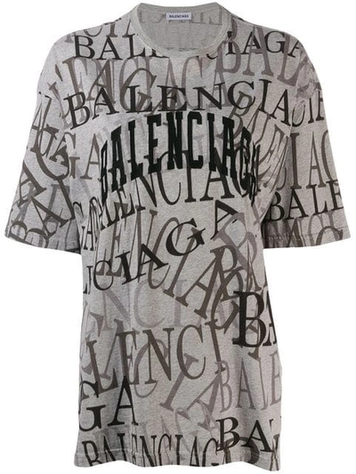 Shop Balenciaga All Over Logo T In Grey