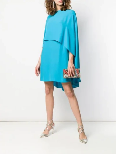 Shop Sara Battaglia Cape Dress In Blue