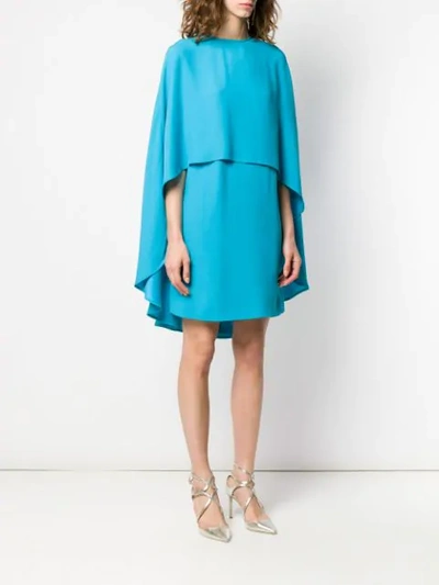 Shop Sara Battaglia Cape Dress In Blue