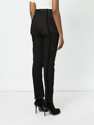 Shop Rokh Rib Detail Straight Trousers In Black