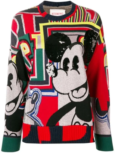 Shop Iceberg Mickey Mouse Sweater - Red