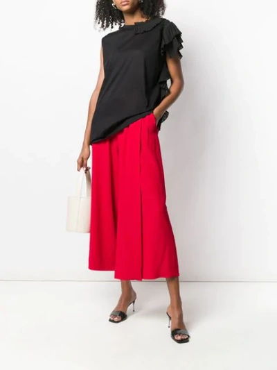 Nude Pleated Trim Tank Top In Black