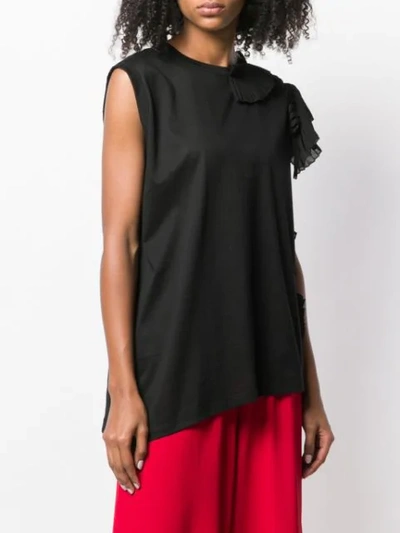 Nude Pleated Trim Tank Top In Black