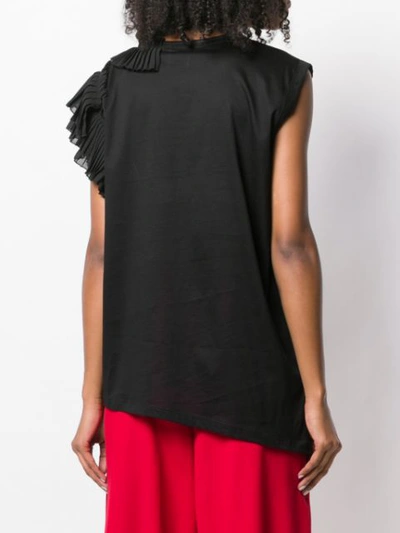 Nude Pleated Trim Tank Top In Black