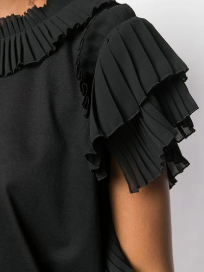 Nude Pleated Trim Tank Top In Black