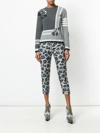 Shop Thom Browne Rose Instarsia Cashmere Pullover In Grey