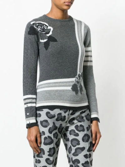 Shop Thom Browne Rose Instarsia Cashmere Pullover In Grey