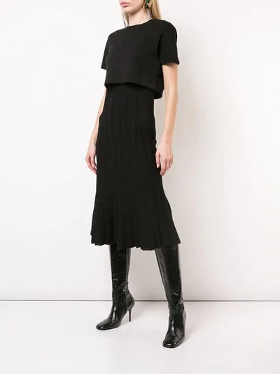 Shop Proenza Schouler Plissé Knit Dress In Black