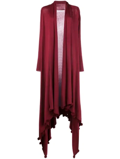 Shop Oscar De La Renta Asymmetric Hem Cardigan In Red