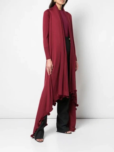 Shop Oscar De La Renta Asymmetric Hem Cardigan In Red