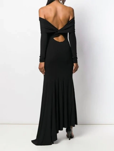 Shop Alexandre Vauthier Bardot Long Sleeve Evening Dress In Black