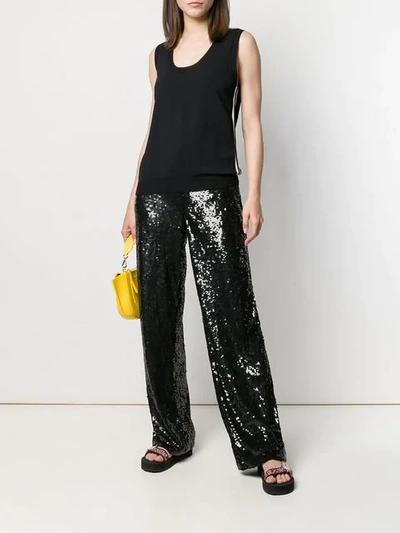 Shop P.a.r.o.s.h Sequin Trousers In Black