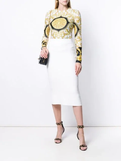 Shop Dolce & Gabbana Scalloped Waistband Skirt In White