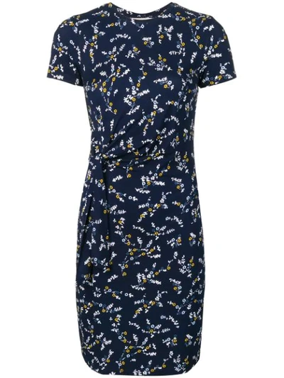 Shop Michael Michael Kors Fitted Floral Print Dress In Blue
